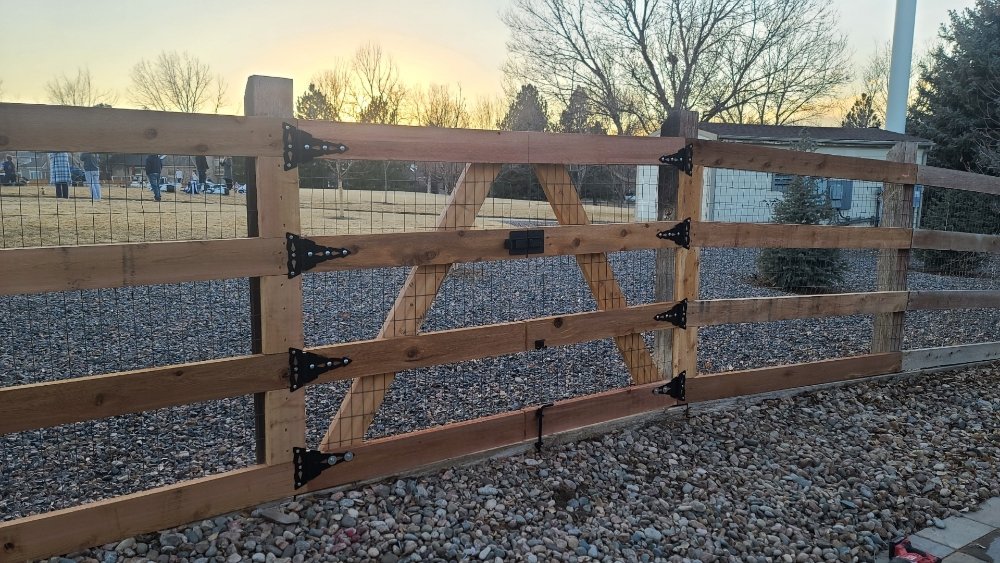 Cedar split rail fence with gate