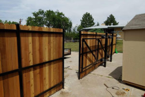 Iron and cedar custom gate