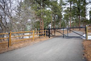 Round Rail Fence with Automated Iron Gate