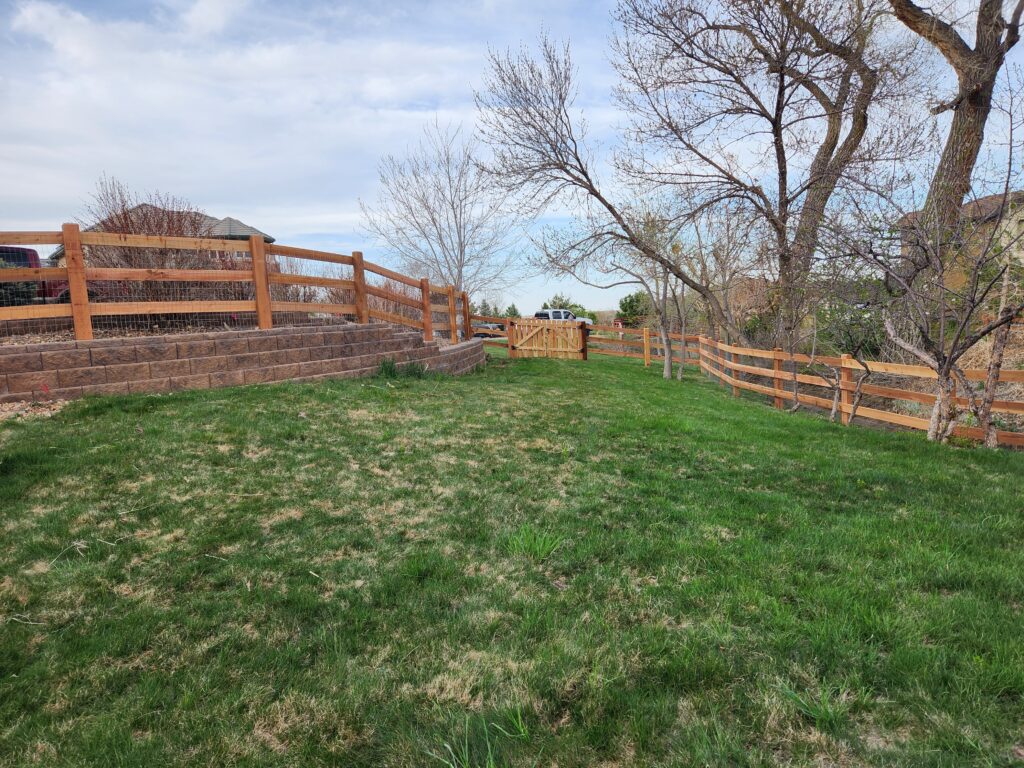 Cedar split rail fence and gate