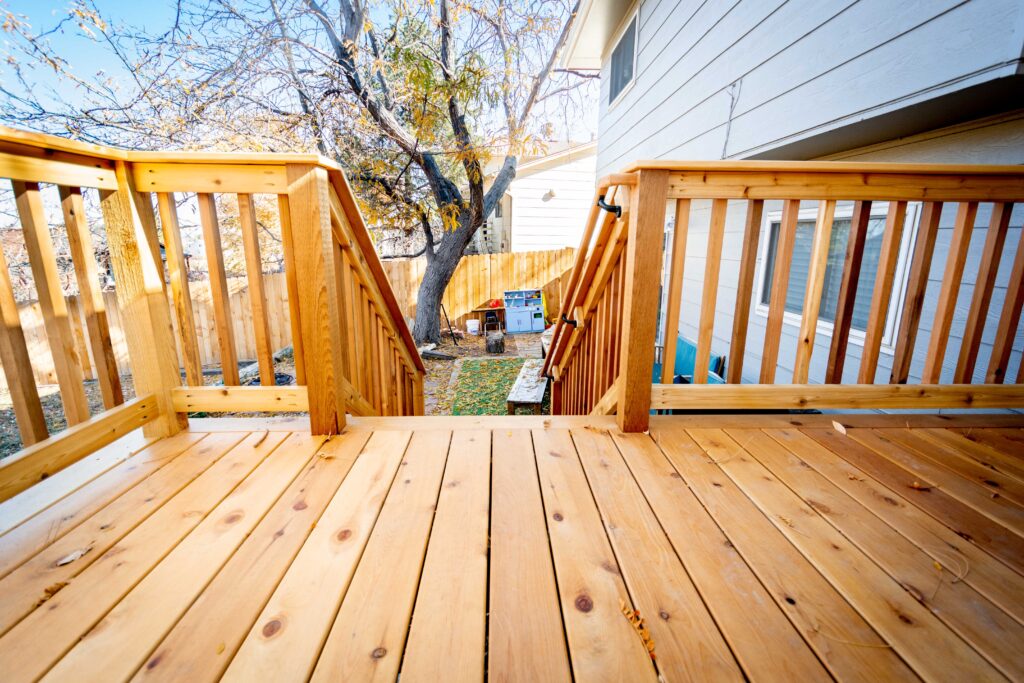 Wood Deck Stairs and Railing