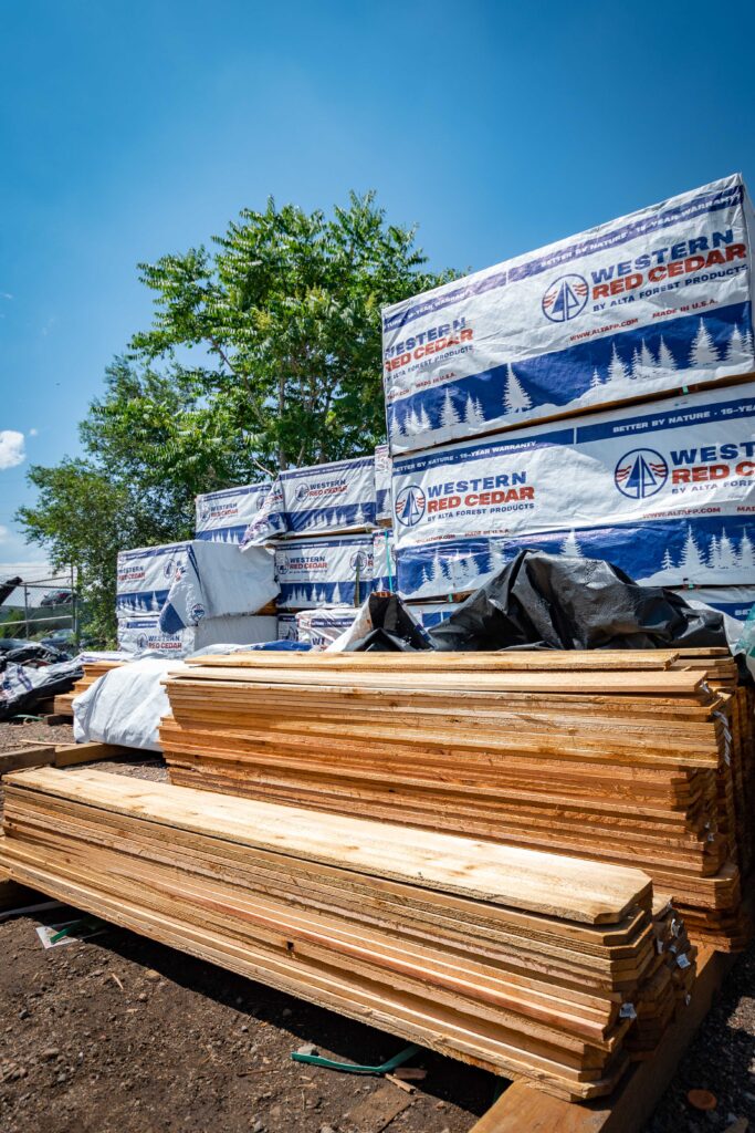 Western Red Cedar pickets supply yard
