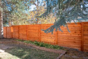 Horizontal Cedar fence with Top Cap and Cedar Stain
