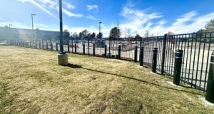 Ornamental iron fence and parking bollards CO Christian Academy