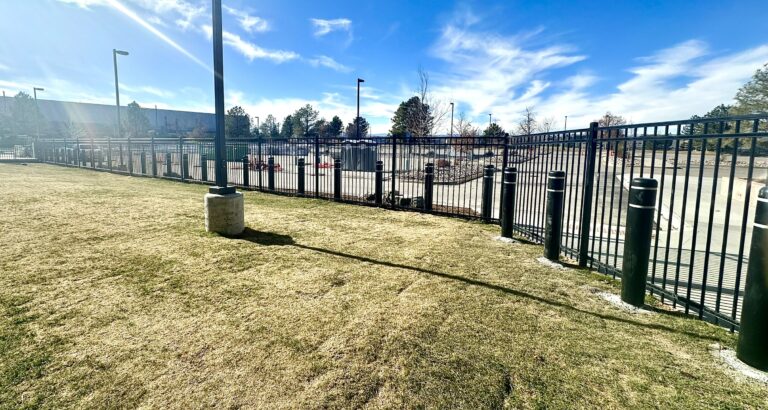 Ornamental iron fence and parking bollards CO Christian Academy