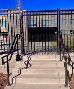 Iron gate and stair handrail CO Christian Academy Englewood