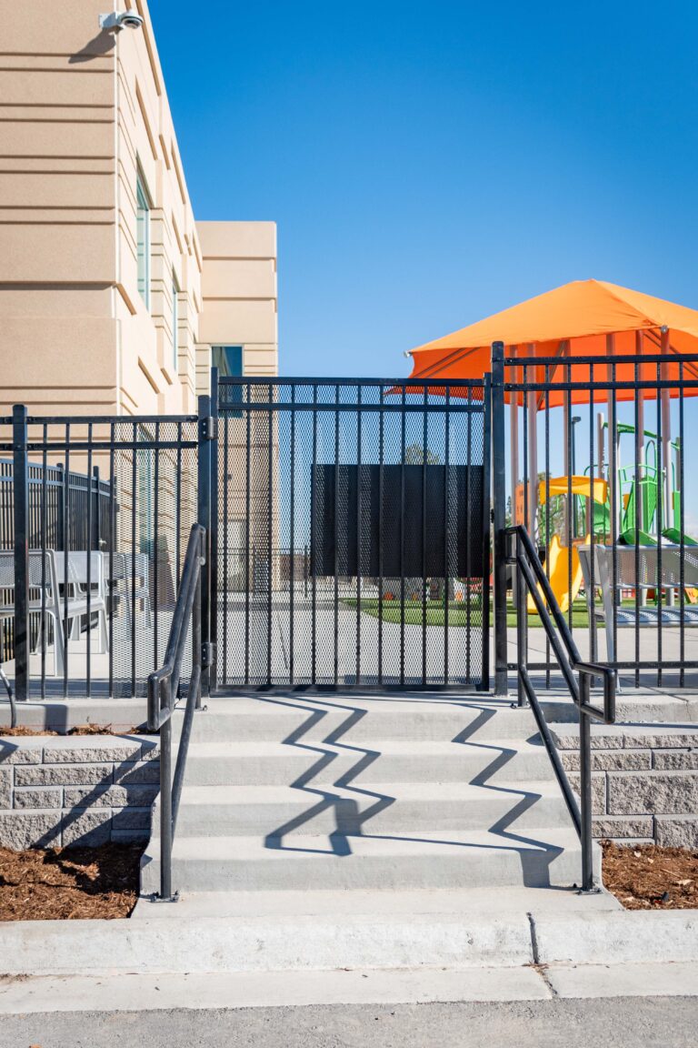 Iron gate and stair handrail CO Christian Academy Englewood