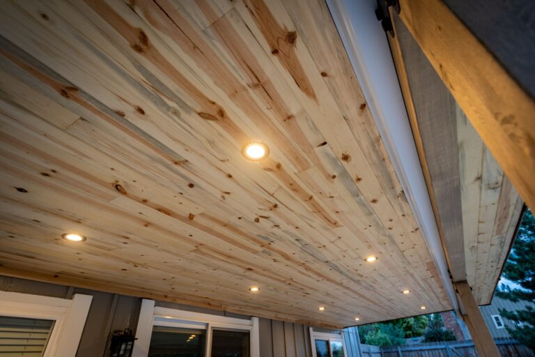 Custom Cedar Deck with Ceiling Lights