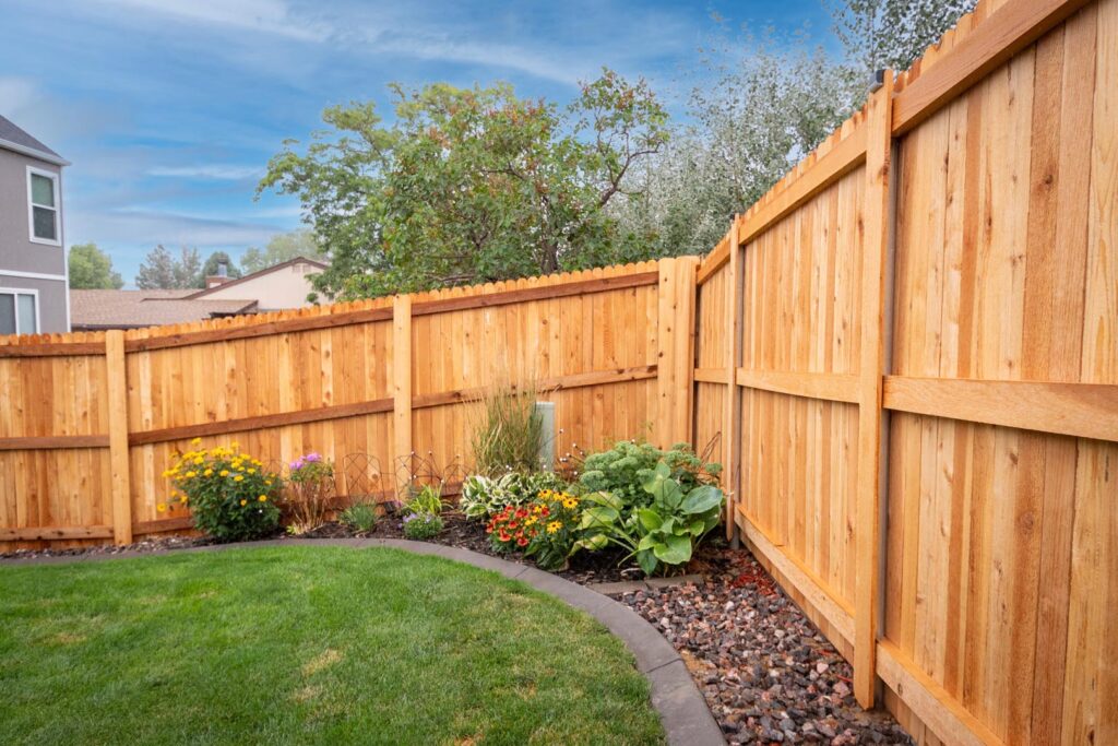 cedar vertical privacy steel posts