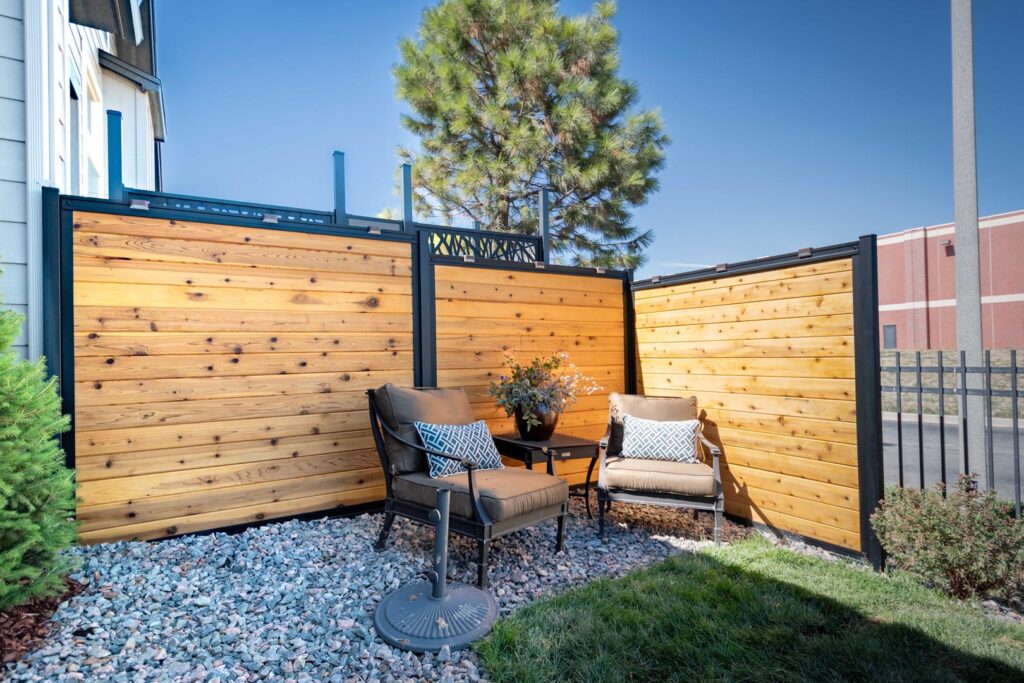 Custom Steel and Horizontal Cedar Fence