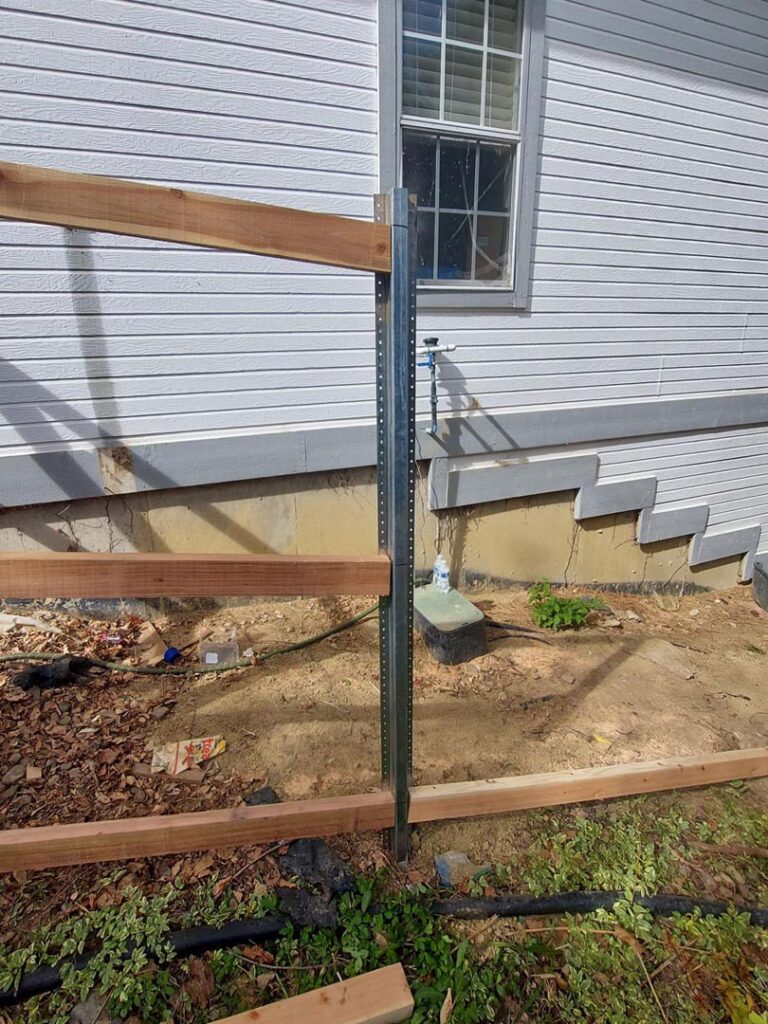 steel post in concrete