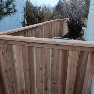 Cedar fence with top cap Highlands Ranch