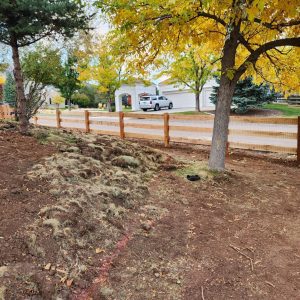 Cedar open rail fence with wire Littleton
