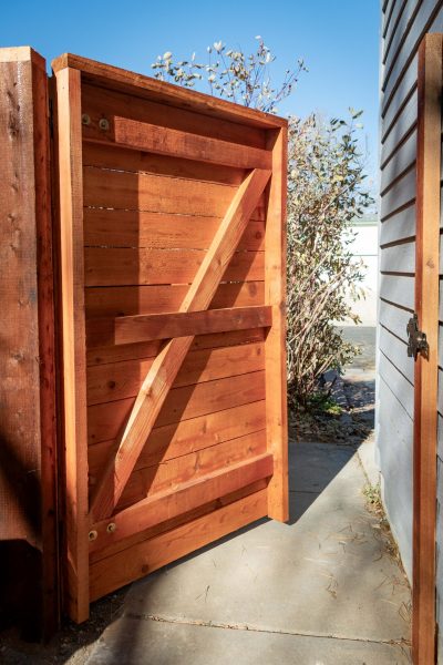 Horizontal Cedar gate with Top Cap and Cedar Stain Longmont