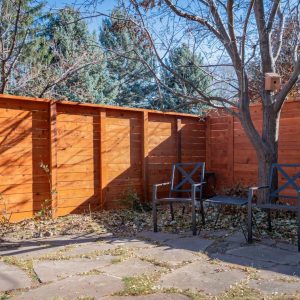 Horizontal Cedar fence with Top Cap and Cedar Stain