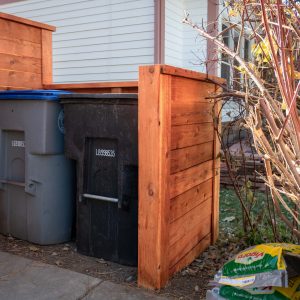 Cedar trash enclosure fence Longmont