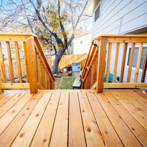 Wood Deck Stairs and Railing