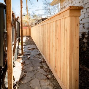 Cedar fence with top cap Denver CO