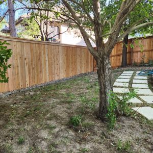 Cedar fence with top cap Highlands Ranch CO