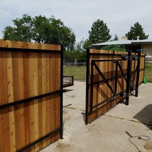 Iron and cedar custom gate